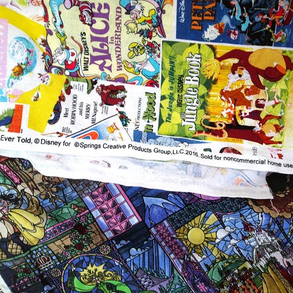 Disney Fabric Love Story and Beauty and Beast Lot of 2 - Picture 3 of 4